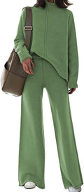 AOHITE Womens 2 Piece Knit Sweater Set - Comfy Everyday Loungewear