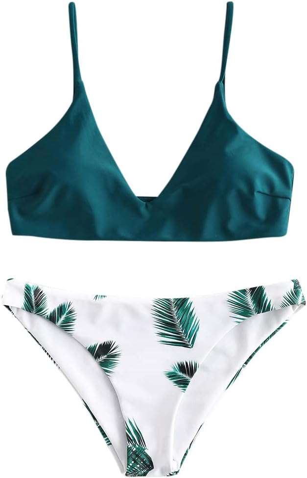 ZAFUL Women's Solid Spaghetti Strap Bralette Bikini Set Review