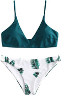 ZAFUL Women's Solid Spaghetti Strap Bralette Bikini Set (Style W9NB)
