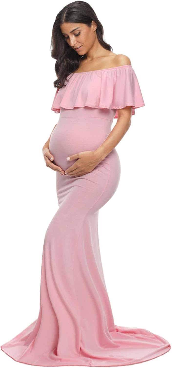Elegant Off Shoulder Maternity Dress for Stunning Photoshoots
