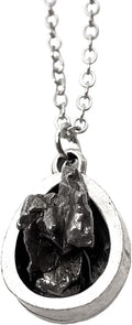 Meteorite Necklace Silver Teardrop Pendant - Authentic Campo del Cielo