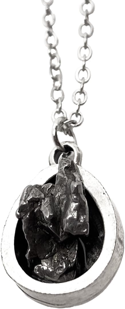 Meteorite Necklace with Teardrop Pendant for Science Lovers