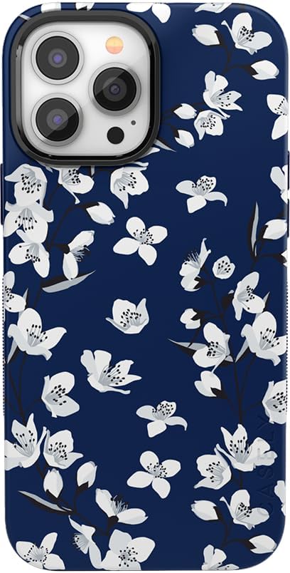 Casely iPhone 13 Pro Max Case with Navy Cherry Blossom Design