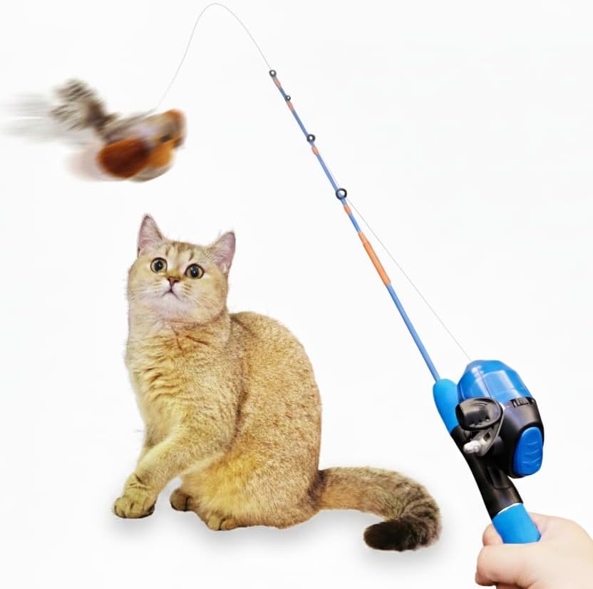 AGGER Cat Casting Fishing Pole Toy Set for Interactive Fun