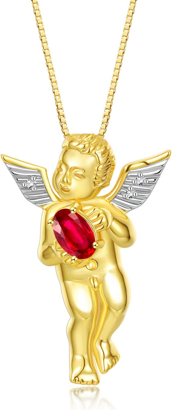Rylos Guardian Angel Necklace with Gemstone & Diamonds Gift