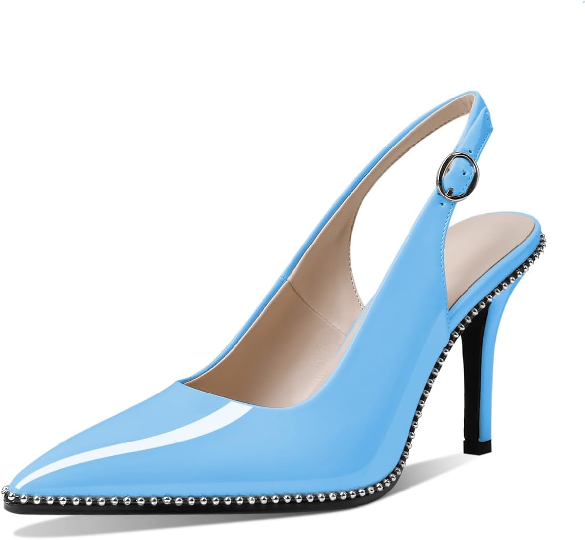 Zamikoo Women Beaded Pumps High Heel Slingback Stilettos