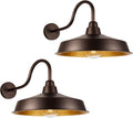 Gooseneck Barn Light Outdoor 16 in Dome - 2 Pack Farmhouse Wall Sconce