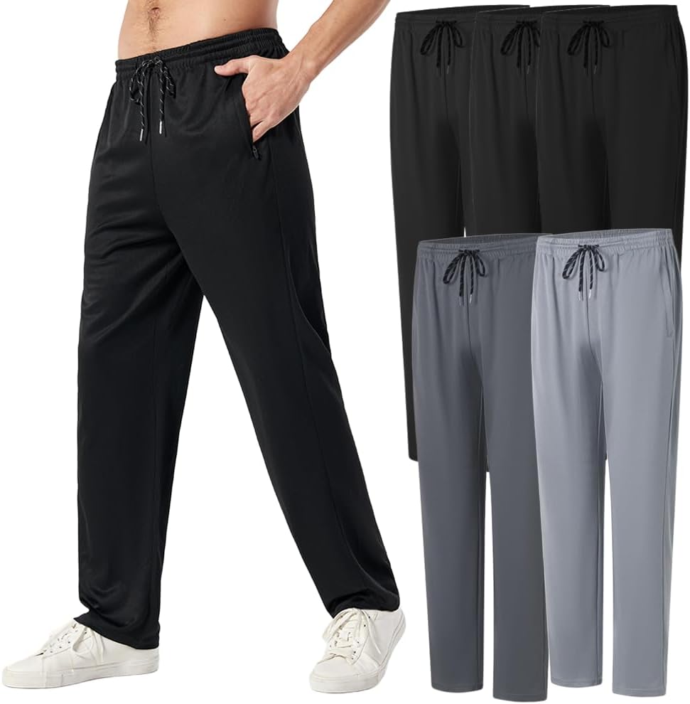 Men's Zipper Jogger Pants - Breathable & Flexible Fit for Comfort
