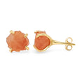 Natural raw sunstone stud earrings - Comfortable gold over 925 silver