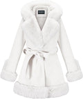Faux Leather Jacket with Faux Fur Collar - Warm Mid Length Coat