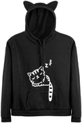 Women Teen Girls Cat Hoodie Sweatshirt Cute Cat Ear Printed Pullover