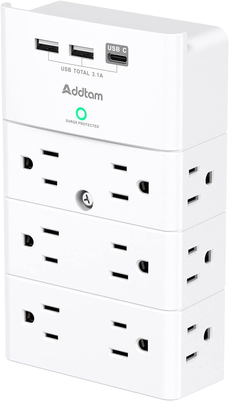 Addtam Surge Protector - 12 Outlet Extender with USB-C
