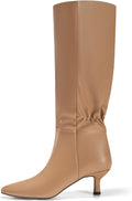 Coutgo Womens Kitten Heel Knee High Boots for Winter Style