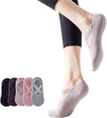 Non-Slip Yoga Socks with Straps 5 Pairs - Stable Grip for Pilates