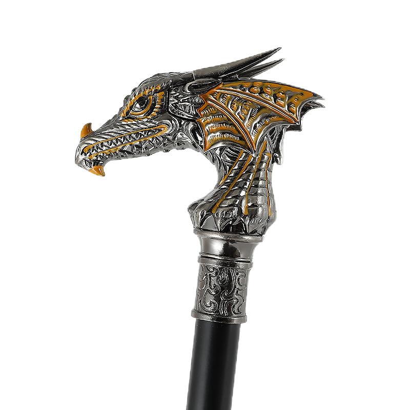 37in Vintage Style Dragon Silver Cane for Elegant Walking Aid