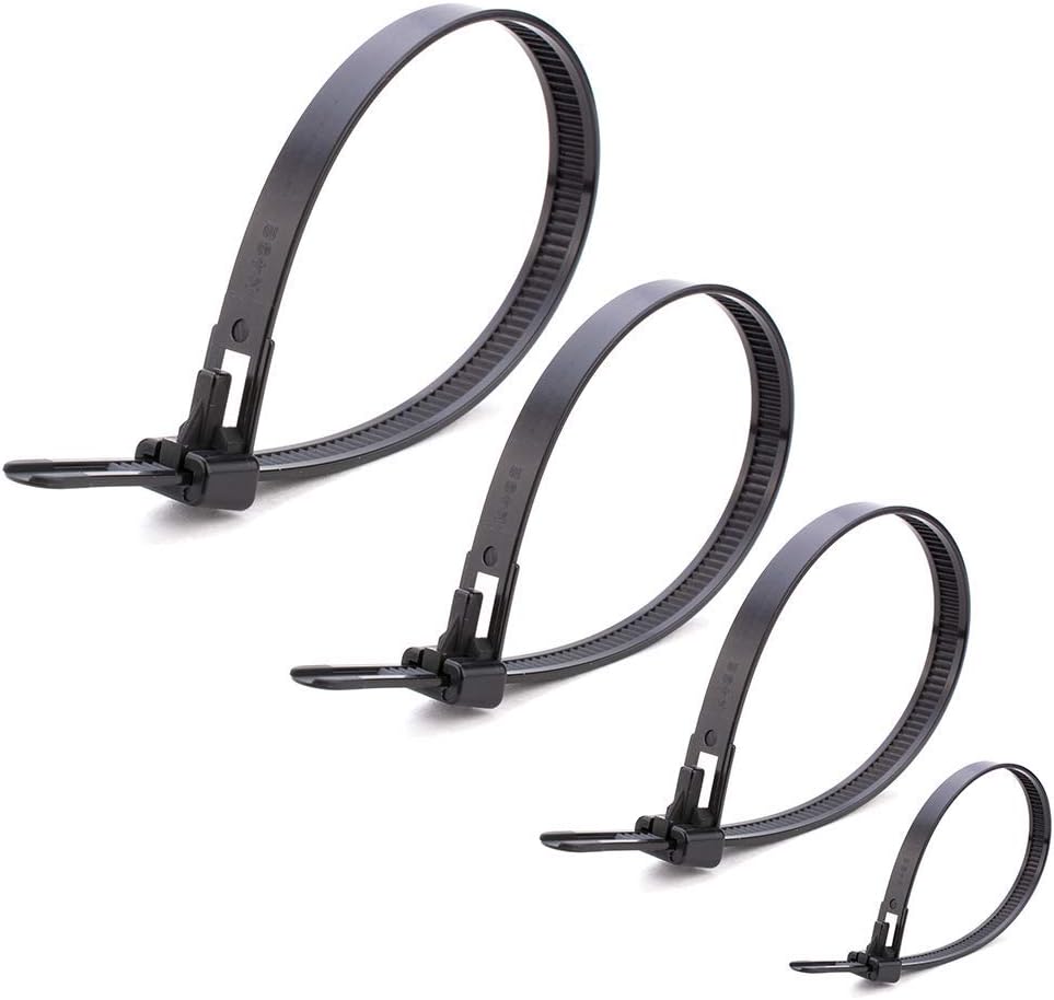 Helonge Reusable Zip Ties - 100 Pcs Assorted Sizes for Easy & Secure Cable Fastening