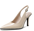 Zamikoo Women's Beaded Patent Leather Slingback Pumps 3.5in - Elegant