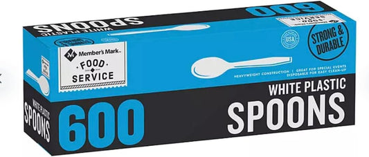 600 ct. Heavy-Duty White Plastic Spoons for Home, Office, Picnics