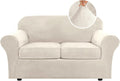 Real Velvet Plush 3 Piece Stretch Sofa Cover Loveseat - Soft, Non-Slip