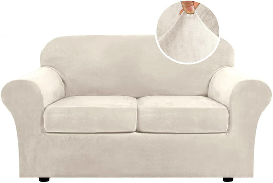 H.VERSAILTEX Real Velvet Plush 3 Piece Stretch Sofa Covers