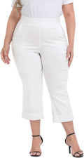 HDE Plus Size Pull On Capris for Women - Comfortable Tummy Control leg