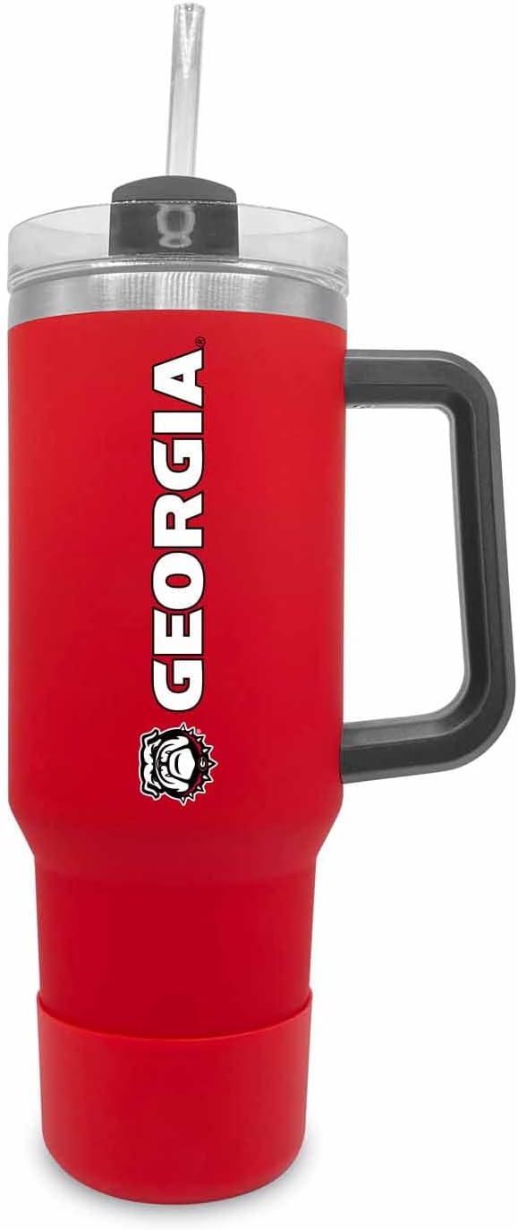 Georgia Bulldogs 40 oz Travel Tumbler with Handle and Straw