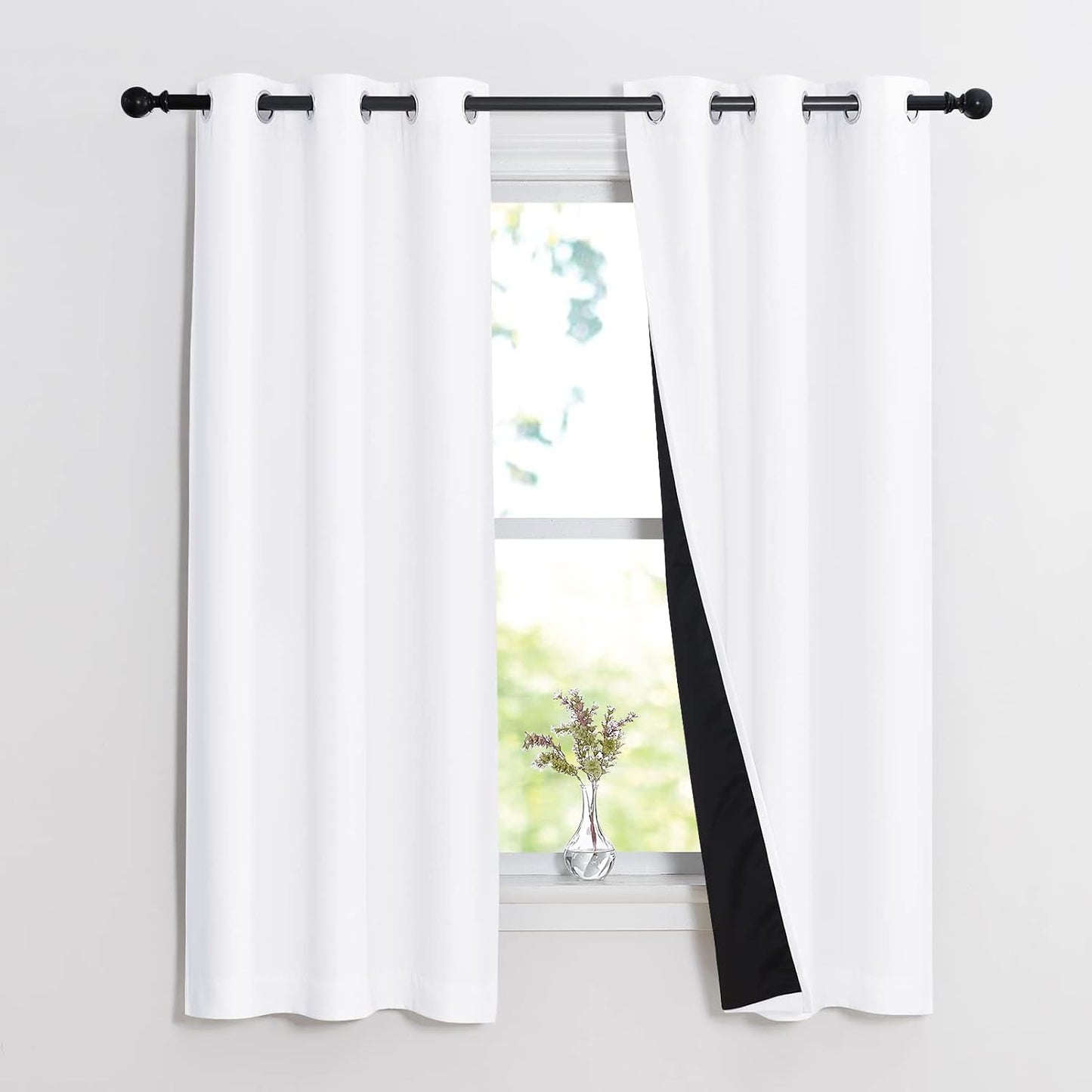NICETOWN Blackout Lined Curtains for Small Windows, 37x63 in