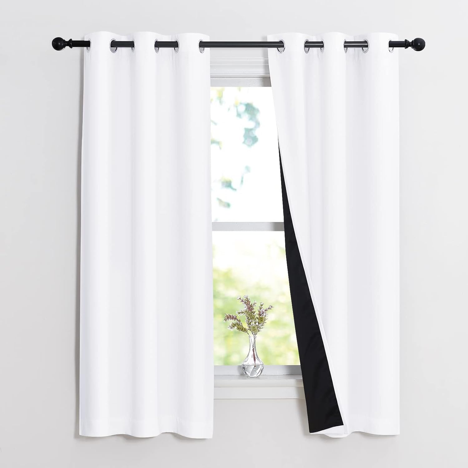 NICETOWN Blackout Lined Curtains for Small Windows, 37x63 in