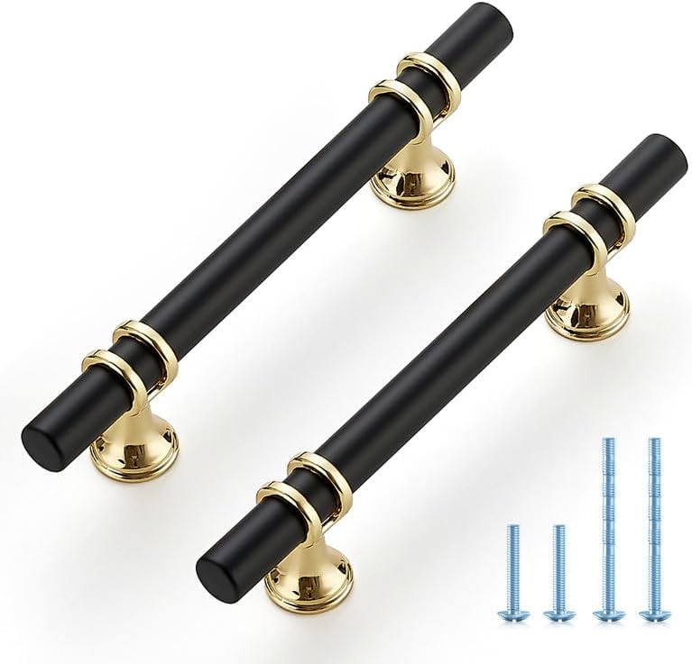 Ravinte Hardware 30 Pack 6 Inch Matte Black & Gold Cabinet Pulls