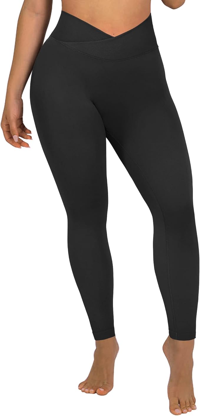 SUUKSESS Women Crossover Seamless Leggings for Ultimate Comfort