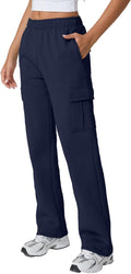 Womens Medium Waist Baggy Elastic Sweatpants - Fleece Lined Comfort