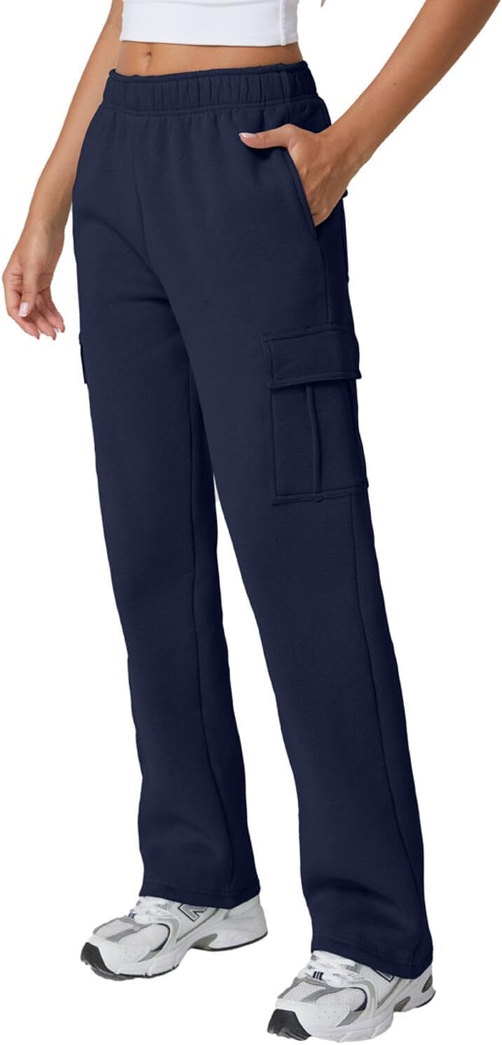 QINSEN Womens Medium Waist Baggy Elastic Waist Sweatpants