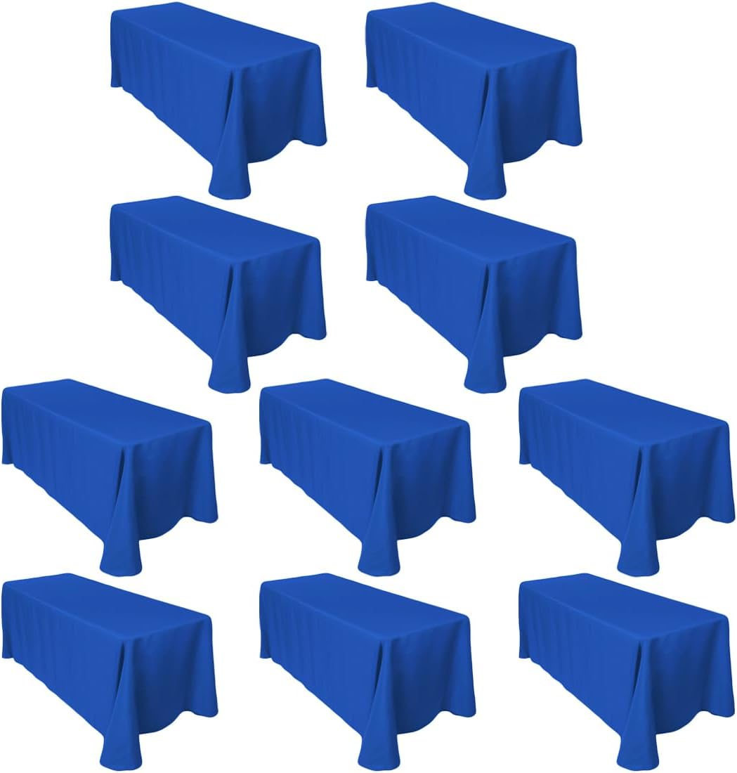 LTC LINENS 10-Pack Rectangular Tablecloths for 8 ft Tables