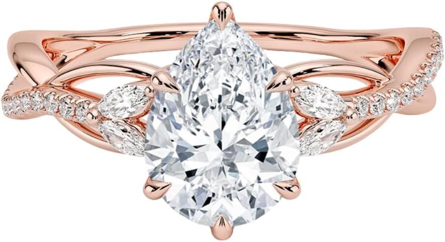 1-3 CT Moissanite Engagement Ring in Solid Gold & Silver