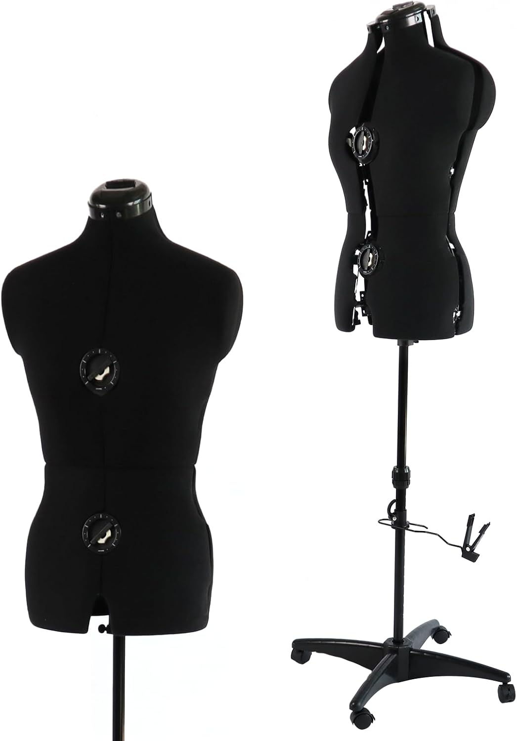 Black Dress Form Adjustable Mannequin for Sewing, Size 6-14