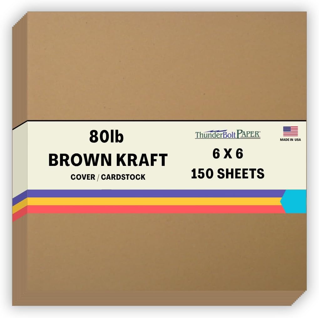 150 Brown Kraft Fiber 80# Cover Paper Sheets for Scrapbooking
