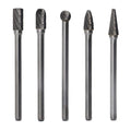 Carbide Burrs Set 5pcs 1/4 in Shank - Long Double Cut for Metalwork