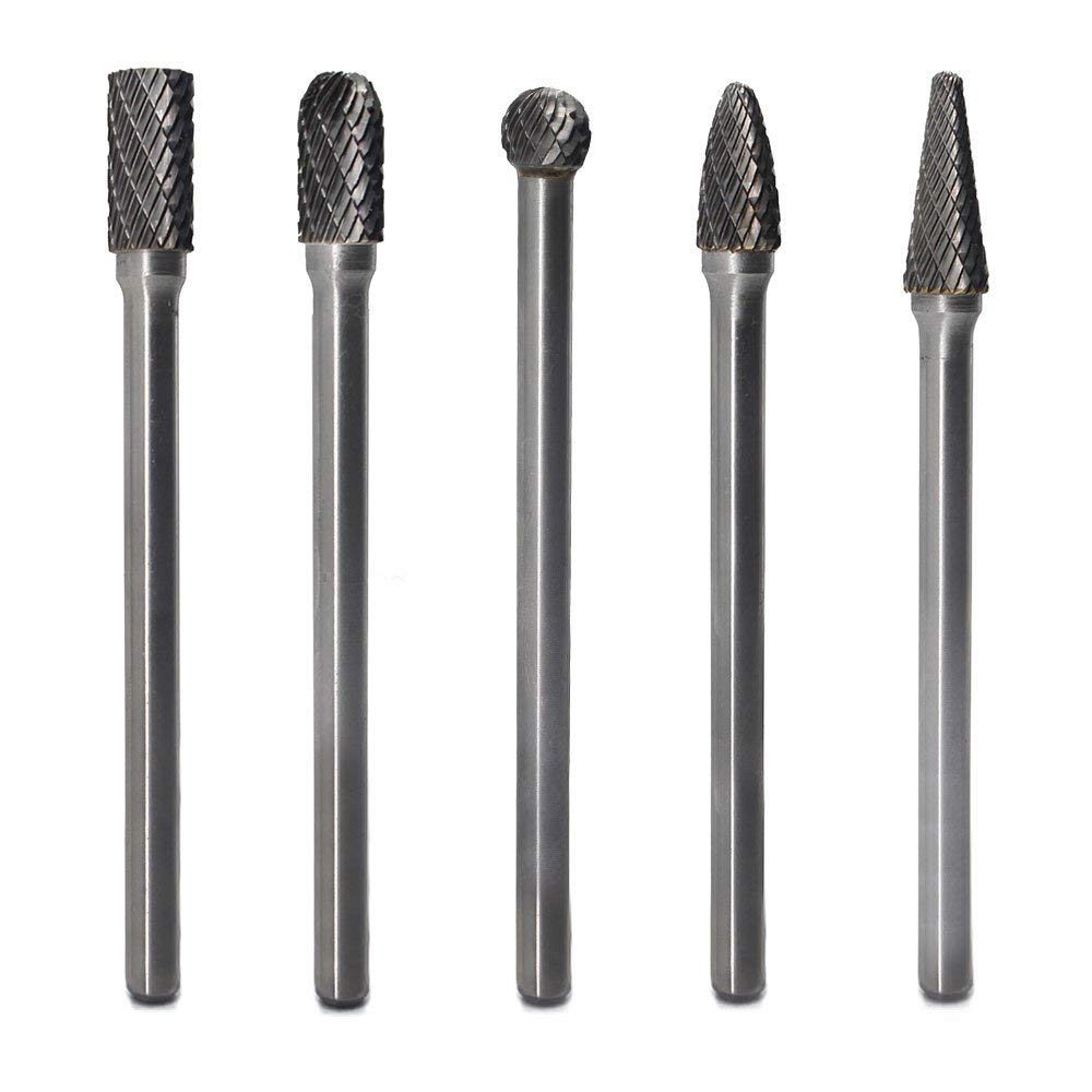 Carbide Burrs Set 5pcs for Die Grinder with Extended Shank