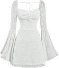 WDIRARA Floral Jacquard Mesh Gothic Dress - Vintage A-Line Cocktail