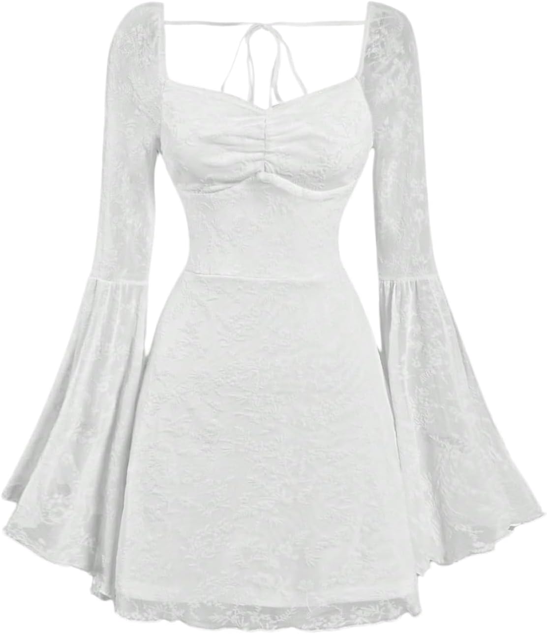 WDIRARA Women's Floral Jacquard Mesh Gothic Dress for Vintage Style