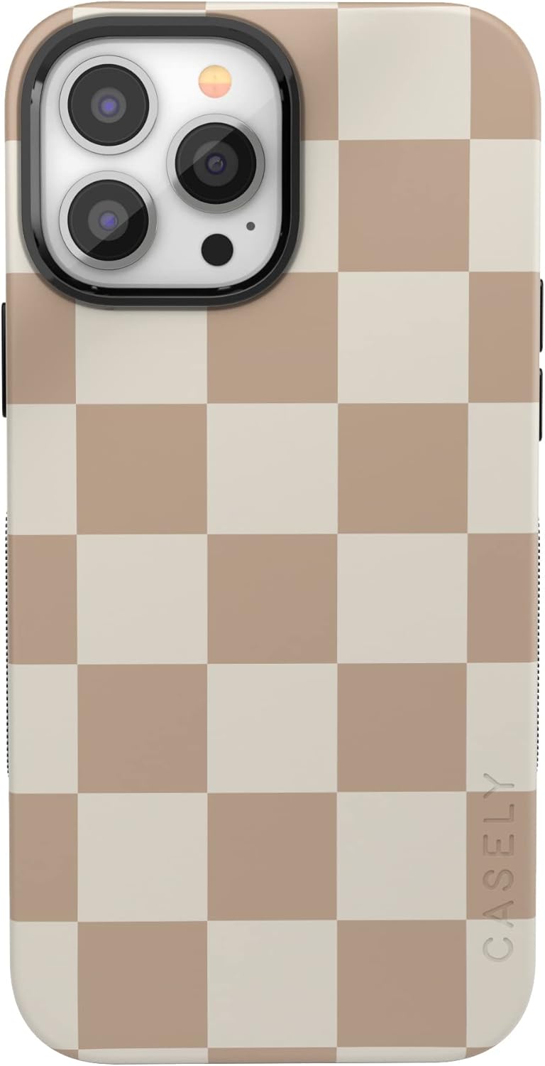 Casely iPhone 13 Pro Case - Neutral Checkerboard Design