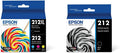 Epson 212XL Color 4-Pack & T212 Black Ink - Sharp, Fast-Drying Prints