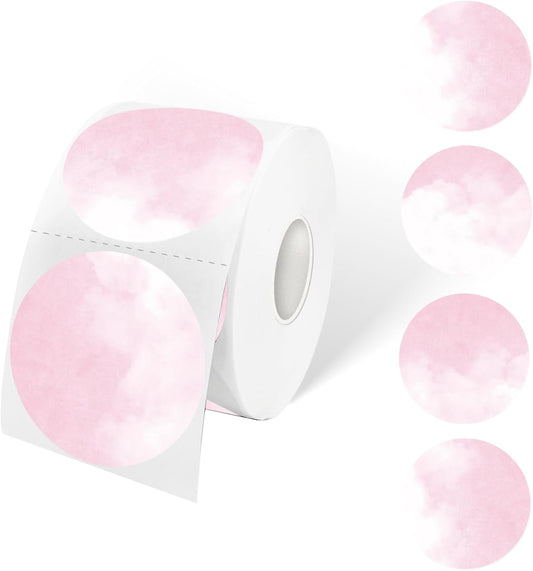 600 Pink Watercolor Thermal Labels for DIY Design