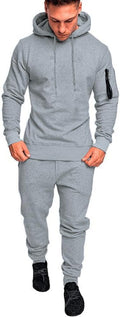 Mens Hoodie Tracksuit 2 Piece Set - Warm Fleece Lined Jogging Suit
