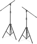 Adjustable Tripod Microphone Boom Stand Pair - Heavy Duty Compact