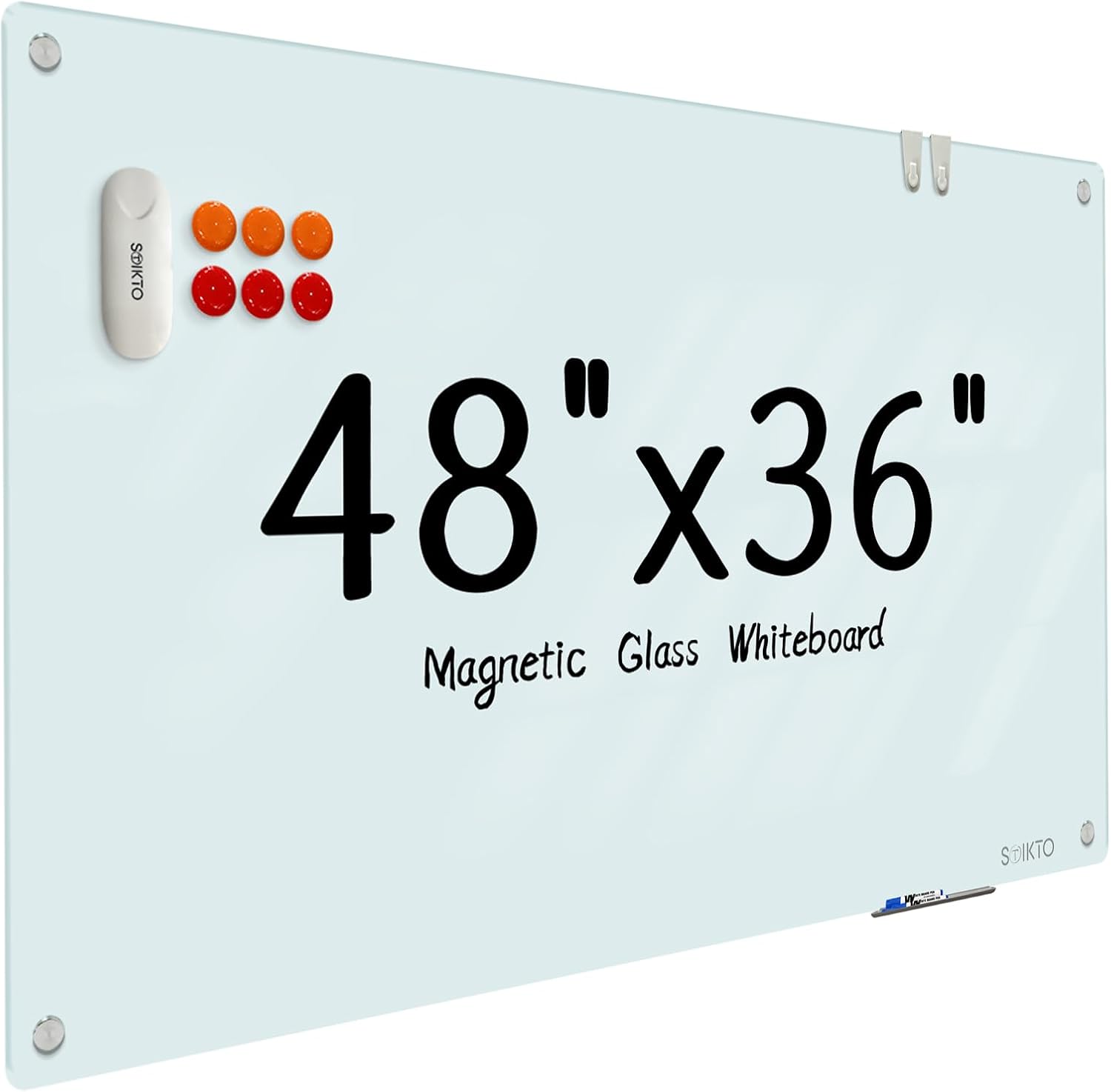 Glass Whiteboard 48in x 36in - Magnetic Dry Erase Board