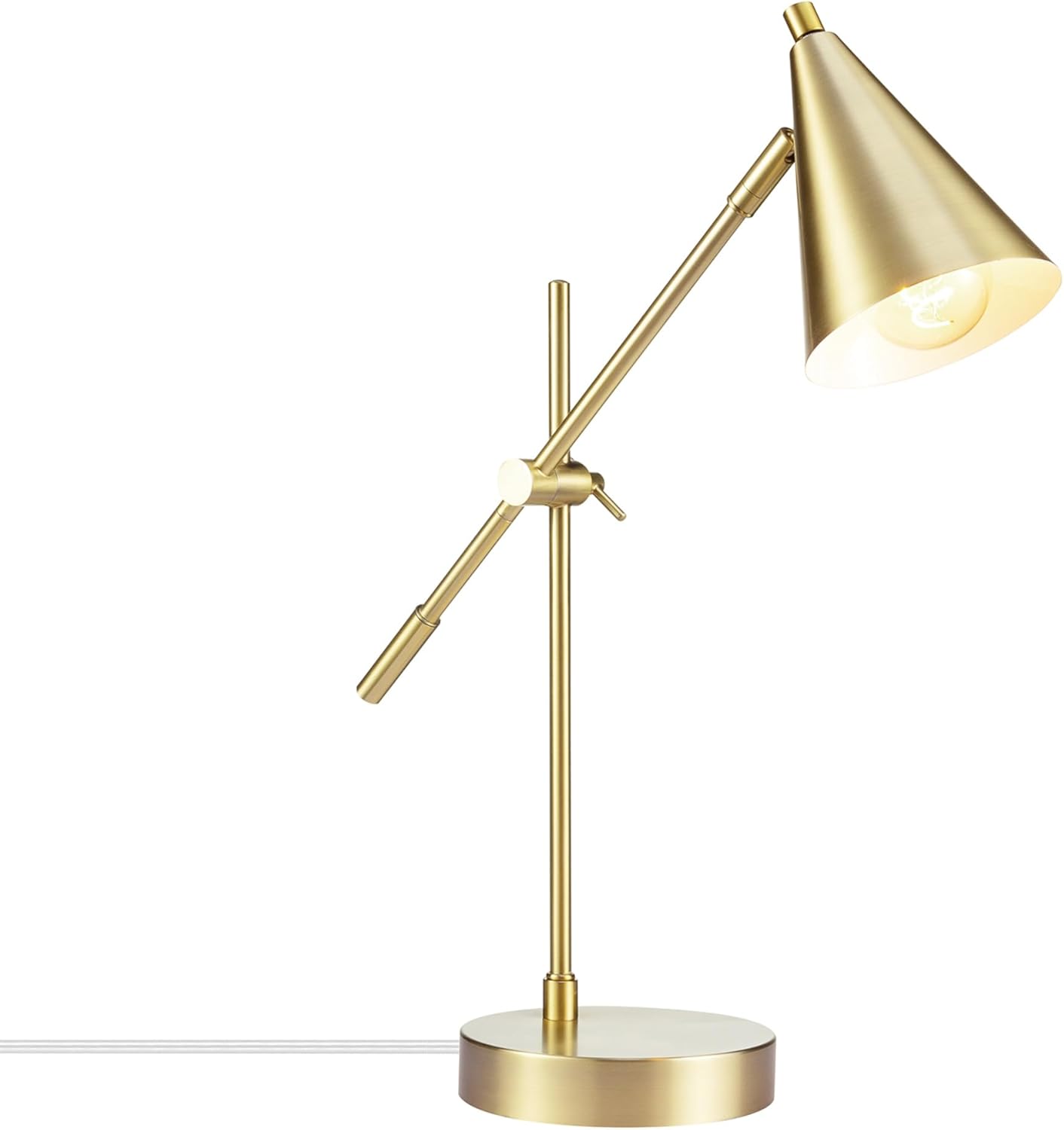 Modern Matte Brass Desk Lamp - Adjustable Height & Balance Arm