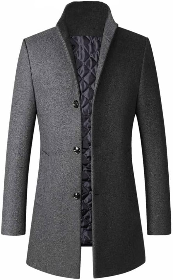 FTCayanz Men's Trench Coat: Stylish Wool Blend Overcoat