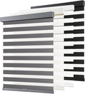 Cordless Zebra Blinds for Windows 16in x 72in Grey - Dual Layer Light