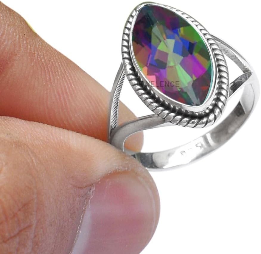 925 Sterling Silver Ring with Mystic Topaz for Women's Style